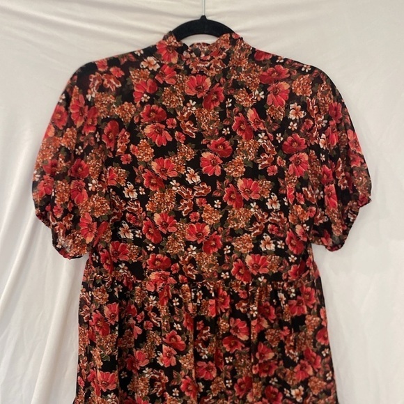 1. State Babydoll Dress w/ V-Neck, Ruffle Collar, Short Sleeves, Floral, Size Xs - Picture 4 of 5